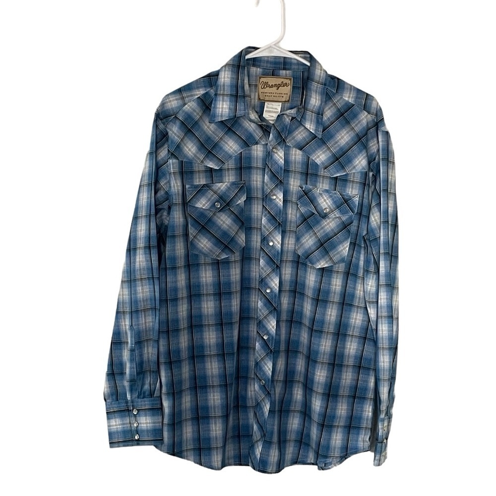 Wrangler Western Fashion Snap Plaid Long Sleeve Shirt Size L
